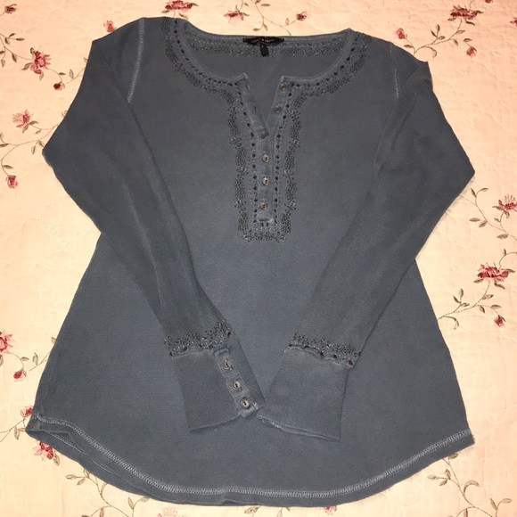 Lucky Brand Tops - Embroidered Lucky Brand Thermal Knit Top